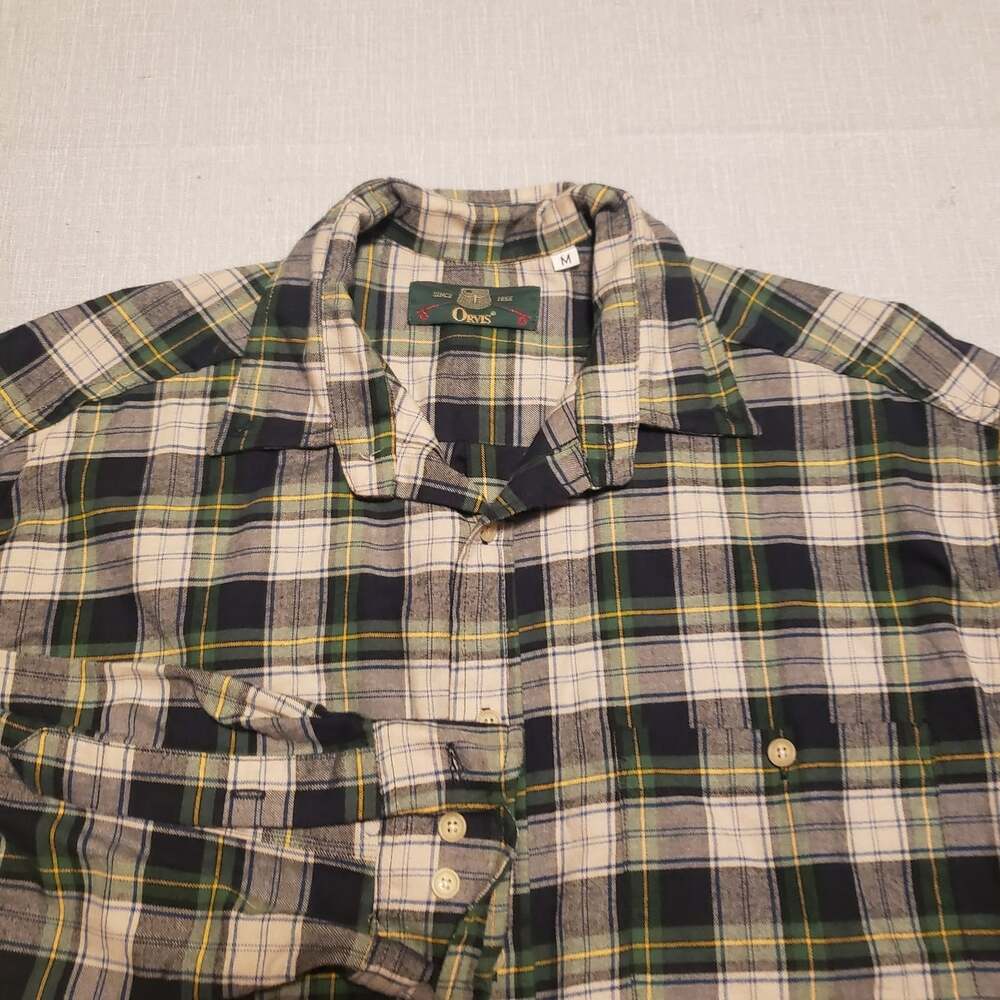 Orvis Men's Shirt Sz M Green Multicolor Plaid Classic Long Sleeve Button Up EUC